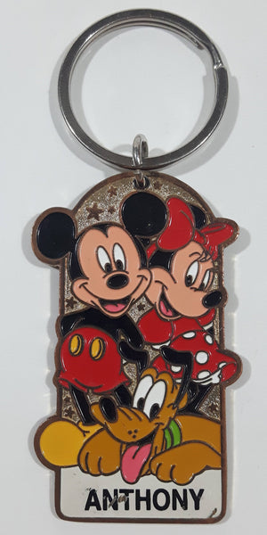 Disney Disneyland Resort Mickey Mouse Minnie Mouse and Pluto "Anthony" Enamel Metal Key Chain
