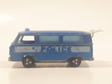 Vintage Majorette No. 244 Fourgon VW Police Van Blue 1/60 Scale Die Cast Toy Vehicle with Opening Rear Hatch Made in France