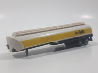 Vintage Majorette No. 364 Petrol Fuel Tanker Truck Trailer AGIP White and Yellow 1/100 Scale Die Cast Toy Car Vehicle Made in France