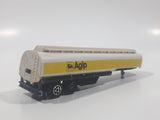 Vintage Majorette No. 364 Petrol Fuel Tanker Truck Trailer AGIP White and Yellow 1/100 Scale Die Cast Toy Car Vehicle Made in France