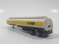 Vintage Majorette No. 364 Petrol Fuel Tanker Truck Trailer AGIP White and Yellow 1/100 Scale Die Cast Toy Car Vehicle Made in France