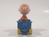 Vintage 1970s Aviva Peanuts Charlie Brown Blue Wagon Die Cast Toy Car Vehicle Figure Made in Hong Kong