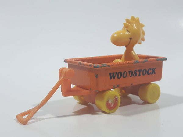 Vintage 1970s Aviva Peanuts Woodstock Orange Wagon Die Cast Toy Car Vehicle Figure Made in Hong Kong