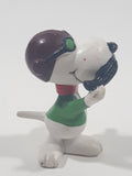 Vintage United Feature Peanuts Snoopy Red Baron with Mustache 2 1/2" Tall PVC Toy Figure Made in Hong Kong