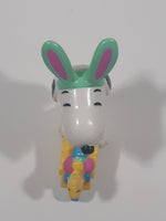 United Feature Peanuts Snoopy Easter Bunny Pushing Wheelbarrow Of Eggs with Woodstock 2 3/4" Tall PVC Toy Figure