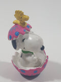 United Feature Peanuts Snoopy In Easter Egg With Woodstock Pink 2 3/4" Tall PVC Toy Figure