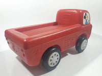 Vintage Mickey Mouse and Donald Duck Busy Bus Red Plastic 11" Long Toy Car Vehicle