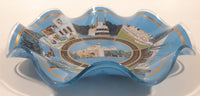 Vintage Disneyland Exclusive Walt Disney Productions Sleeping Beauty's Castle 7 1/2" Diameter Blue Waved Edge Glass Candy Dish / Ash Tray