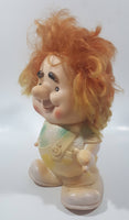 Vintage Karlsson Russian Soviet Orange Hair Big Eyebrows 8 1/2" Tall Rubber Toy Doll