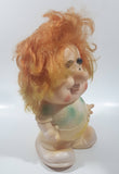 Vintage Karlsson Russian Soviet Orange Hair Big Eyebrows 8 1/2" Tall Rubber Toy Doll