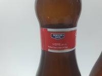 Budweiser King of Beers 9 1/2" Tall 1 Pint Bowling Pin Shaped Amber Glass Beer Bottle with Born on Date Set of 3