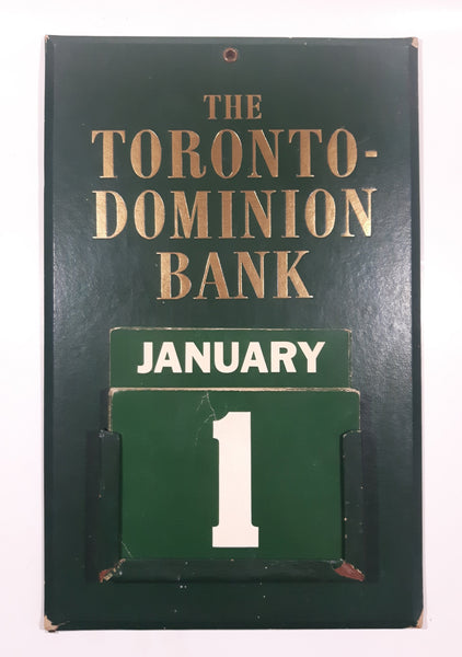 Rare Vintage TD The Toronto Dominion Bank Green Promotional 9 1/2" x 12" Perpetual Calendar Sign