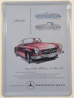 Set of 4 Mercedes Vintage Style Small 3 1/8" x 4 3/8" Bowed Tin Metal Advertising Signs