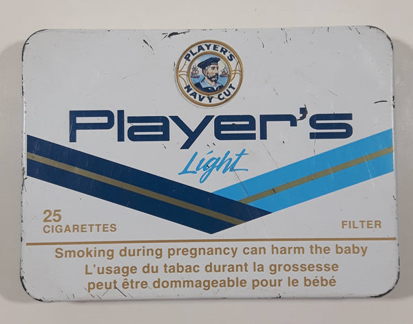 Player's Light Filter White Hinged Tin Metal Smoke Cigarette Pack Case