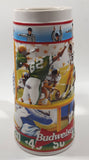 1997 Ceramarte Brazil Budweiser Sports Action Series Touchdown! 8" Tall Embossed Beer Stein Mug Cup with Football Handle