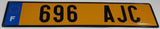 France European Union Yellow and Blue with Black Letters 4 3/8" x 20 1/2" License Plate Tag 696 AJC