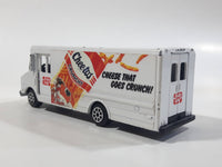 1994 Road Champs Frito Lay Cheetos Cheese That Goes Crunch Chevrolet Step Delivery Van White Die Cast Toy Car Vehicle with Opening Doors