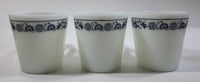 Vintage Corning Pyrex 1410 Old Town Blue Onion Pattern White Milk Glass Mug Cups Set of 3 Made in N.Y. U.S.A.