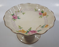 Vintage Royal Staffordshire Porcelain Mary Garden Pink and Yellow Flower Pattern 3" Tall Pedestal Candy Dish Made in England