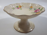 Vintage Royal Staffordshire Porcelain Mary Garden Pink and Yellow Flower Pattern 3" Tall Pedestal Candy Dish Made in England