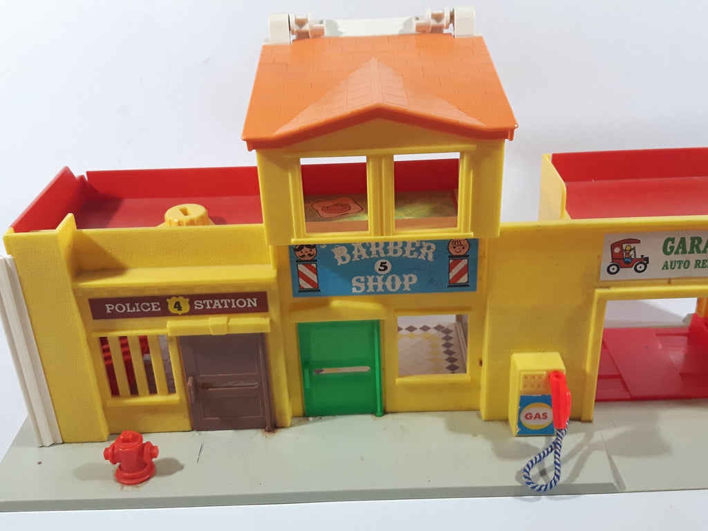 Vintage Fisher Price Little People Police Station Barber Shop Garage A ...