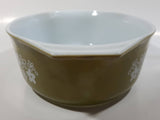 Vintage Pyrex 045 Olive Green White Spring Blossom Crazy Daisy Floral Pattern 2 1/2 Qt Casserole Dish Made in U.S.A. No Lid
