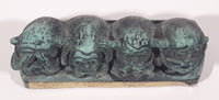 Vintage 1968 Cal Themes Inc. 4 Wise Monkeys See No Evil Have No Fun Green Chalk Ware Figurine