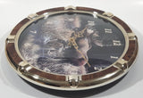 1994 Terry McLean Moose Themed Painting 11 1/2" Round Faux Wood and Plastic Brass Wall Clock