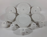 Vintage Royal Doulton Hotel Porcelain White Embossed China Dinner & Side Plates Saucers Tea Cups and Creamer Set of 28 Pieces Made In England