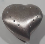 Dark Red Velvet Metal Heart Shaped Small Trinket Box with Clear Rhinestones Missing One Stone