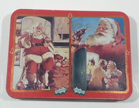 1995 Coca Cola Nostalgia Santa Claus Themed 2 Decks of Playing Cards in Tin Metal Container