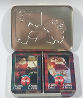 1997 Coca Cola Nostalgia Santa Claus Themed 2 Decks of Playing Cards in Tin Metal Container