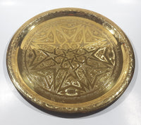 Vintage Star Pattern Etched Brass 13 1/2" Brass Plate Wall Hanging