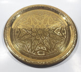 Vintage Star Pattern Etched Brass 13 1/2" Brass Plate Wall Hanging