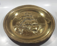 Vintage Peerage Flying Cloud 3D Hammered Brass 17" Metal Plate Wall Hanging Made in England
