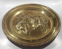 Vintage Peerage Flying Cloud 3D Hammered Brass 17" Metal Plate Wall Hanging Made in England