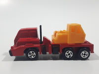 Unknown Brand Picker Crane Semi Truck Red and Yellow Plastic and Metal Die Cast Toy Car Construction Equipment Machinery Vehicle Missing Boom