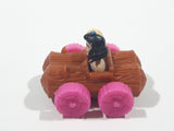 1993 McDonald's U.C.S. & Amblin The Flintstones Betty Rubble and Bamm Bamm in Log Car Plastic Toy Vehicle 1 3/4" Long