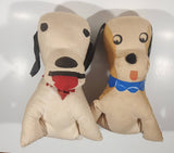 Vintage Red and Blue Collared Dogs 11" Tall Plush Stuffed Animals Set of 2