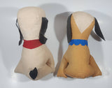 Vintage Red and Blue Collared Dogs 11" Tall Plush Stuffed Animals Set of 2