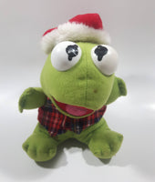 1987 McDonald's Muppets Kermit The Frog with Santa Hat 7" Tall Stuffed Character Plush Toy