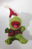 1987 McDonald's Muppets Kermit The Frog with Santa Hat 7" Tall Stuffed Character Plush Toy