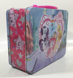 2013 Hasbro My Little Pony Cartoon Characters Pink and Blue Embossed Tin Metal Lunch Box