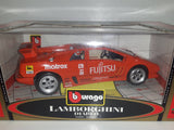 Burago Gold Collection Lamborghini Diablo Fujitsu #11 Orange 1/18 Scale Die Cast Toy Car Vehicle with Opening Doors, Hood, Engine Cover New in Box