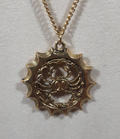 Cancer Zodiac Horoscope Crab Symbol Gold Tone Metal 18" Long Necklace