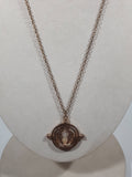 Rotating Pivoting Hour Glass Gold Tone Metal Pendant 20" Long Necklace