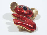 Vintage Koala Bear Red Enamel Painted Gold Tone Metal 1 1/4" Brooch Pin