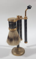 Vintage Black Colored Brass Metal Shaving Brush and Razor Stand Holder Made in Hong Kong