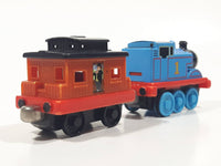 2011 Mattel Thomas & Friends Blue #1 Thomas Pulling Orange Passenger Car 5 1/2" Long Magnetic Die Cast Toy Vehicle W6268