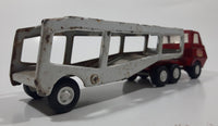 Vintage Tonka Auto Transport Car Carrier Truck Red and White Pressed Steel Die Cast Toy Car Vehicle